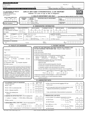 Adult HIV/AIDS Confidential Case Report
