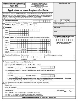 New York Intern Engineer Certificate Application
