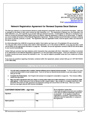 Utah Renewal Express Decal Registration Agreement