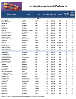 GSA Subsidy Administration Section Child Care ... - GSA FinanceWeb
