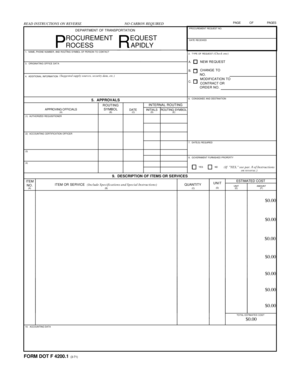 Department of Transportation Procurement Request Form