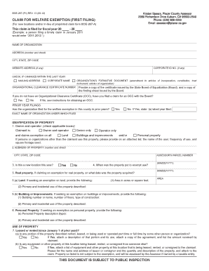 California Welfare Exemption Claim Form