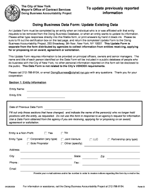 New York Doing Business Data Form Update