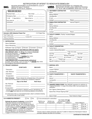Notification of Intent to Renovate/Demolish