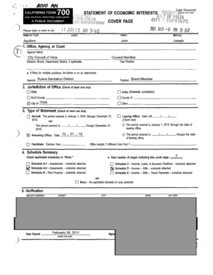 California Form 700 Statement of Economic Interests