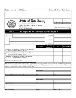 New Jersey Transporter of Motor Fuels Report