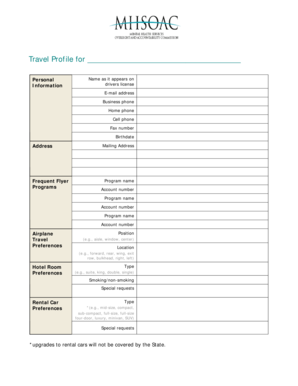 Travel Profile Form