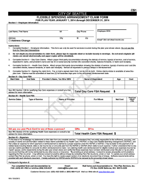 City of Seattle Flexible Spending Account Claim Form