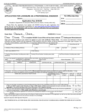 California Professional Engineer Application Checklist
