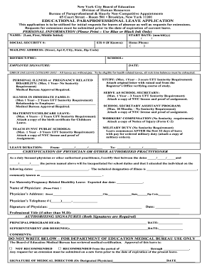 Educational Paraprofessional Leave Application