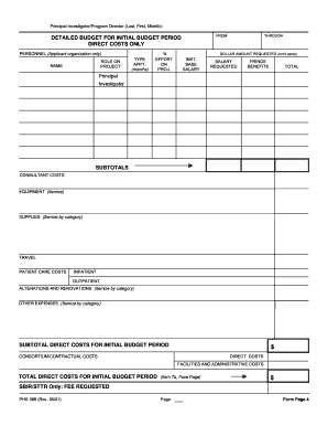 NIH Grant Budget Form