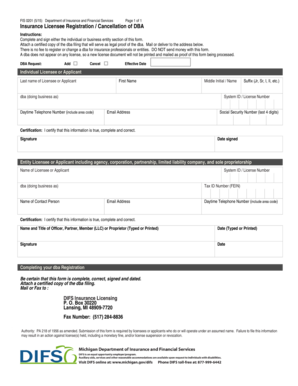Michigan Insurance Licensee DBA Registration Form