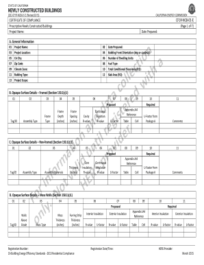 California Newly Constructed Buildings Certificate of Compliance