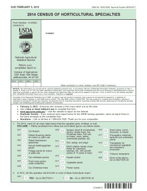 2014 Census of Horticultural Specialties Form