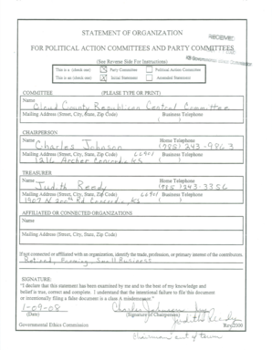 Statement of Organization for Political Action Committees