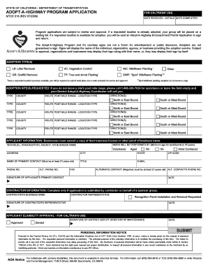 Adopt-A-Highway Program Application