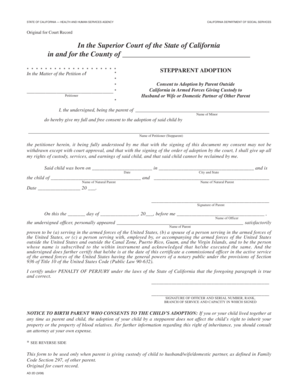 California Stepparent Adoption Consent Form