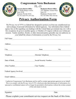 Privacy Authorization Form