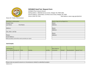 NCDA&CS Seed Test Request Form