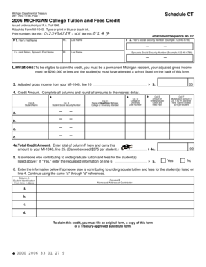 Michigan College Tuition and Fees Credit Form