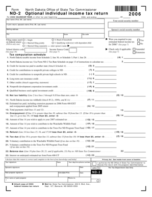 North Dakota Individual Income Tax Return