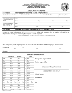 California Application for Refund