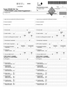 Texas Crude Oil Tax Purchaser Lease Detail Supplement