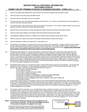 Permit for Off-Premise Storage of Business Records