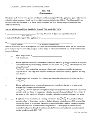 California Certificate of Authority Application