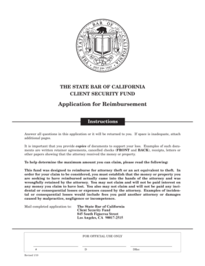 California Client Security Fund Reimbursement Application
