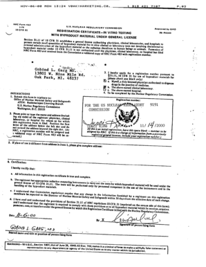 NRC Registration Certificate for Byproduct Material