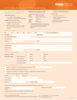 457 Skills Assessment Payment Form