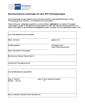 Berufsschulische Leistungen auf dem IHK-Prüfungszeugnis