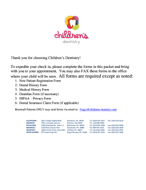 Children's Dentistry New Patient Forms