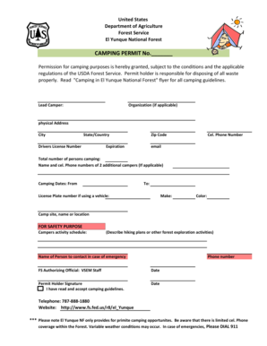 El Yunque National Forest Camping Permit