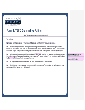Maine Schools for Excellence Form 8: Summative Rating