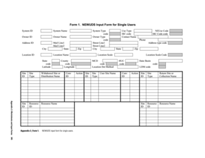 NEWUDS Input Form for Single Users