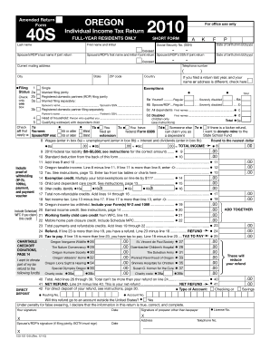Oregon Form 40S Individual Income Tax Return