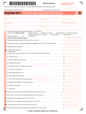 Schedule 3K-1 Partner’s Massachusetts Information 2007