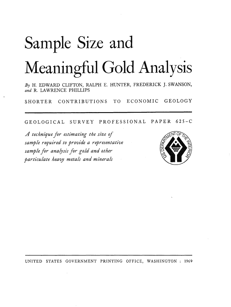 Fillable Online pubs usgs Sample Size and Meaningful Gold Analysis
