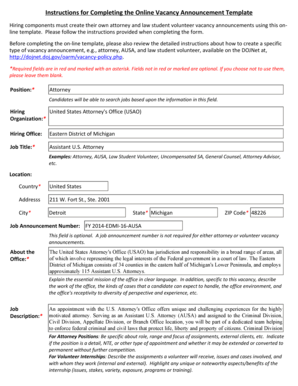 Online Vacancy Announcement Template