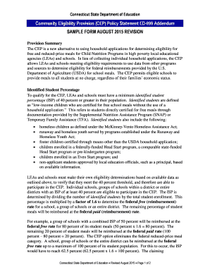 CEP Policy Statement Addendum Sample Form - sde ct