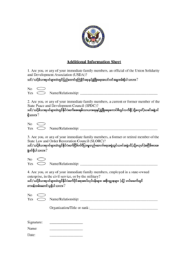 US Student Visa Additional Information Form