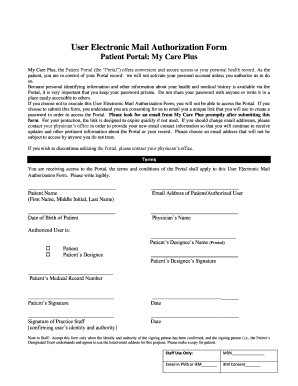User Electronic Mail Authorization Form