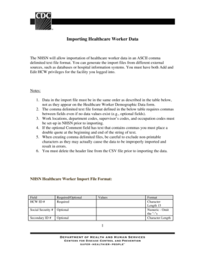 NHSN Healthcare Worker Import Template