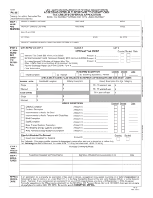 New Hampshire Property Tax Exemption Application