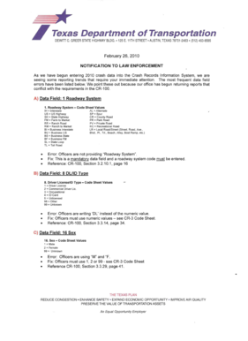 Texas Peace Officer's Crash Report Form CR-3