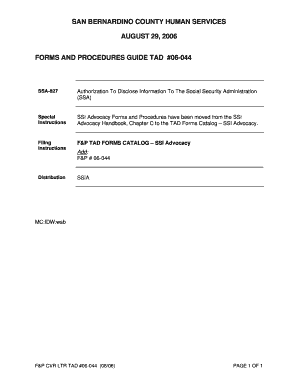 SSA-827 Authorization Form