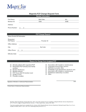 Magnolia PCP Change Request Form