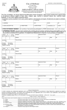 City of Hollister Employment Application